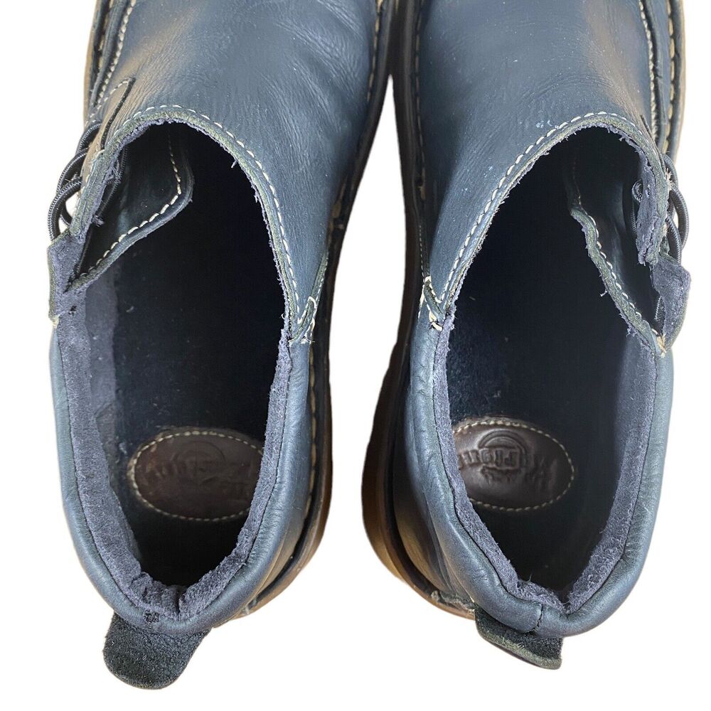 Dr Doc Martens Shoes Mens 8 2B18 Airwair Heels Slip On Moccasin Black Leather - Picture 11 of 12